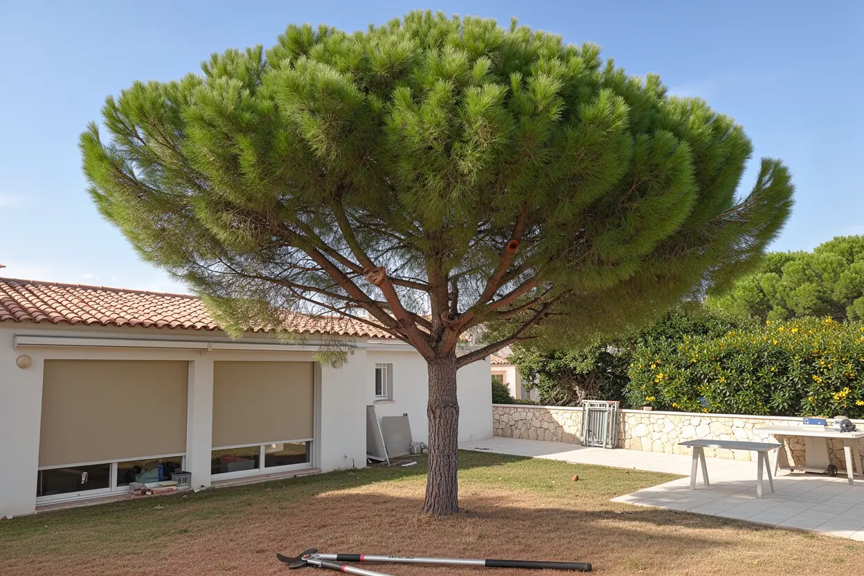 Pin éclairci après taille douce à Antibes