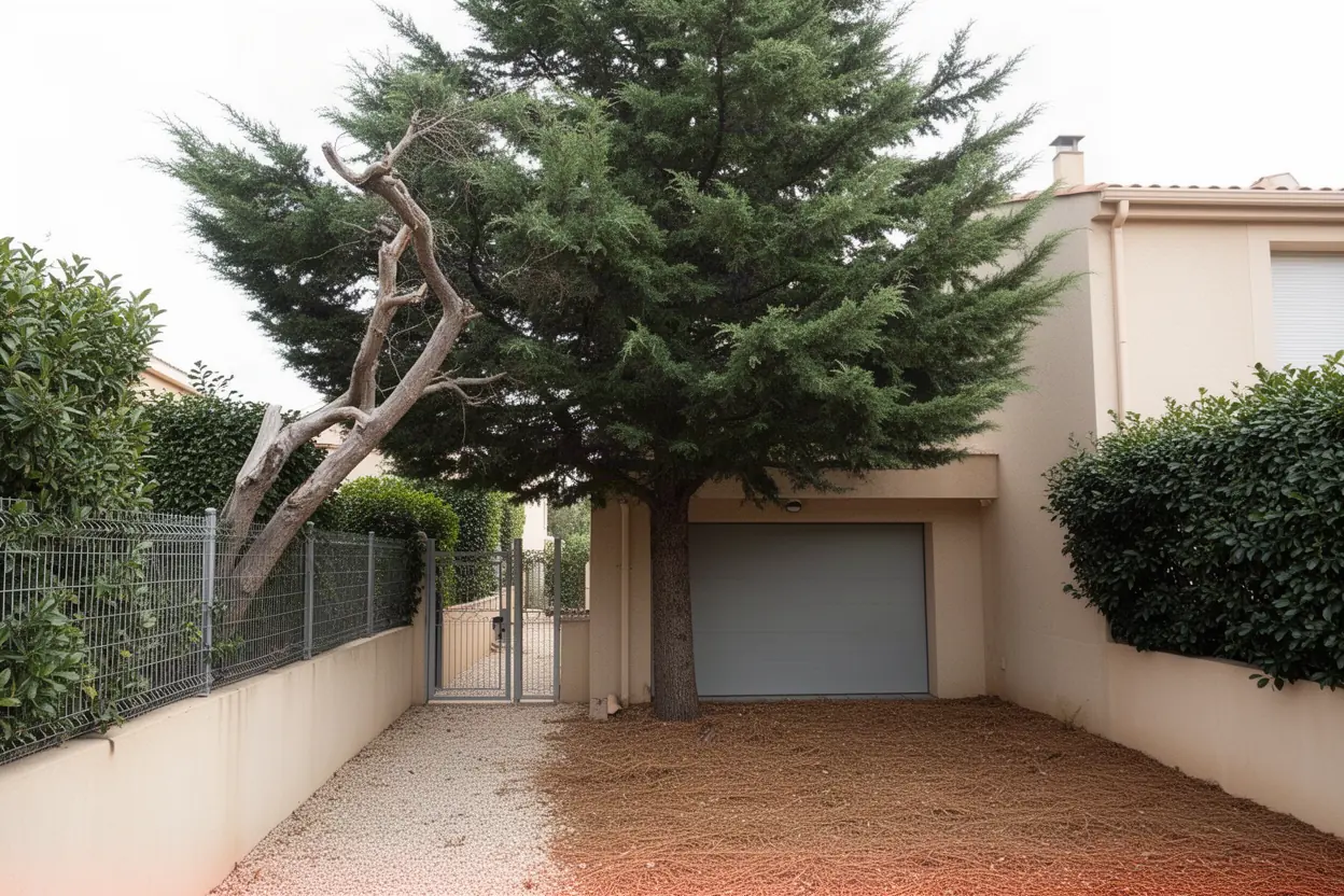 Cèdre avec branches sèches au Cannet