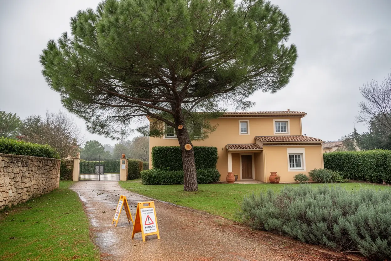 Allée sécurisée après retrait de branche à Mougins